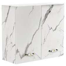 Mobile Cucina Pensile 2Ante Componibile in Legno Colore Bianco Marmo 80x32 H72cm