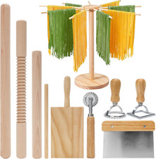 Kit per Fare La Pasta 9 Pezzi, Stenditore, Matterello Filettato, 2 Matterelli, T
