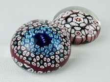 Vintage Murano 2 Fermacarte In Vetro Con Murrine Millefiori Anni ‘90