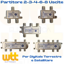 Partitore Divisore Tv Satellitare Terrestre 1/2 1/3 1/4 1/6 1/8 CON CONNETTORI F