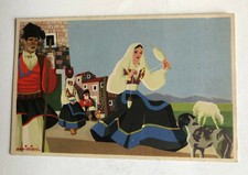 Cartolina Pubblicitaria Costumi Sardi Abbasanta Cagliari Filatrice c2