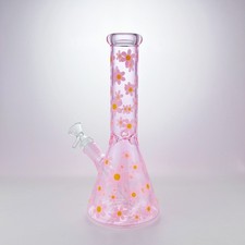Cute Glass Bong 10" Pink Daisy