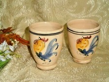 PUGLIA COPPIA BICCHIERI GROTTAGLIE GALLETTO H10DIAM8 CM 