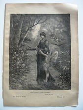 stampa antica GLI AMORI DI DANTE 21 cupido amore all'ombra FIRENZE 1894