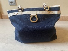 Salvatore Ferragamo borsa a mano tote bag tela pelle Large con Tasche Interne