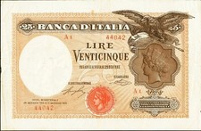 Italia - Lire 25 Vittorio Emanuele III - 24/1/1918 (Riproduzione)