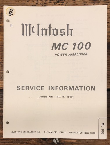 Mcintosh mc100 100 - mcintosh, mc-100