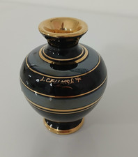 Vaso Vintage Ceramica Nera Oro