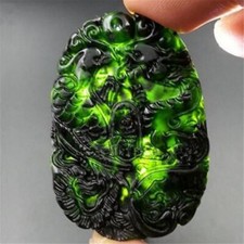 Noir Vert Jade sculpté dragon