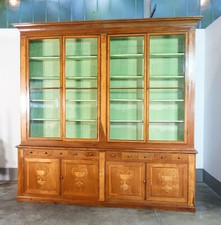 ⚜️ GRANDE LIBRERIA MOBILE FARMACIA LEGNO CILIEGIO INTARSIATO VETRINA EPOCA 1800