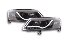 Fanali Fari Daylight led fondo nero per  Audi A6 tipo 4F anno 2004-2008