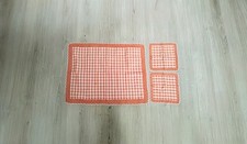 Set di tovagliette per la colazione/thè in cotone con bordura all'uncinetto. Il