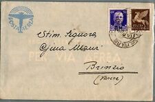 Storia Postale - Regno V.E.III - 50 c + 50 c su busta di posta aerea con testo