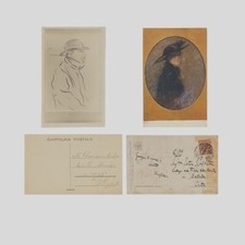 Autografo Pietro Scoppetta Achille Macchia due Cartoline Bluette Edoardo Delbono