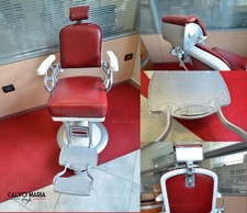 Poltrona da barbiere antica original VERA PELLE restaurata MADE IN ITALY Vintage