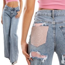Jeans Donna Palazzo Tasca Rosa