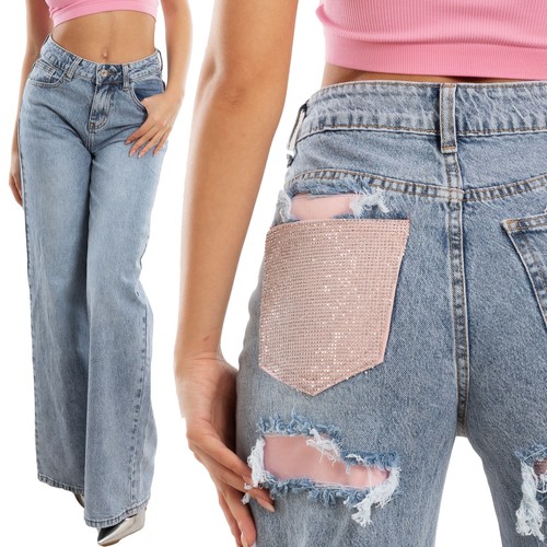 Jeans donna palazzo - donna, tasca