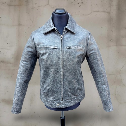 Giubbotto giacca pelle grigio