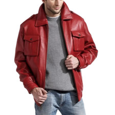 Bomber da uomo in pelle rossa
