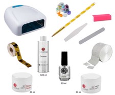 KIT RICOSTRUZIONE UNGHIE GEL UV LED NO NDED LIME NAIL ART LAMPADA 48 WATT