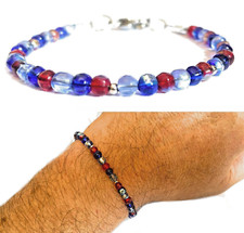 Bracciale di perle in vetro colorate da uomo donna in acciaio inox braccialetto