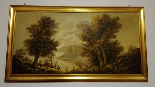 Dipinto olio paesaggio con - ad,