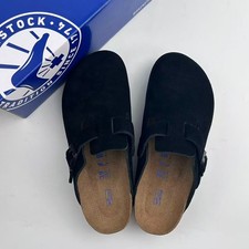 Scarpe zoccoli unisex Birkenstock Boston plantare morbido nero pelle scamosciata EU 37-45