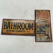 LOTTO 2 INSEGNE DECORATIVE IN LEGNO - BATHROOM 