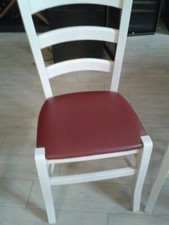 Sedia in legno venezia bianca con seduta imbottita color bordeau