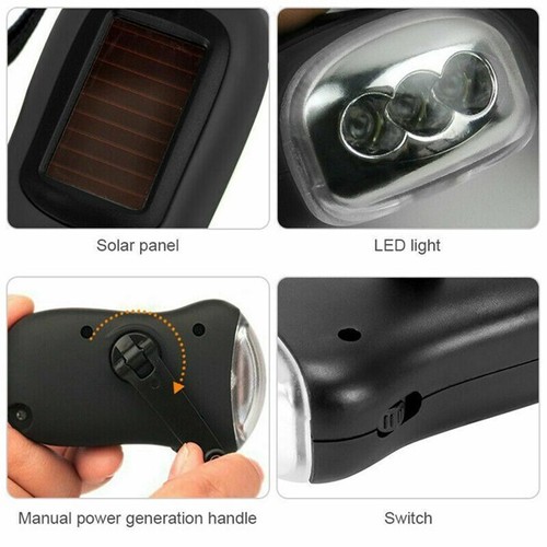 Torcia solare dinamo nera - torcia,