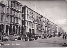 CAGLIARI - VIA ROMA - FOAT TOPOLINO - AUTO D'EPOCA - VIAGG. 1954 -91427-
