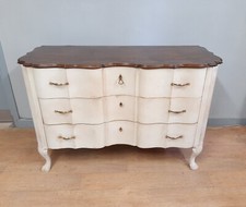 COMO CASSETTONE BAROCCHETTO LUIGI XV CON PIANO IN ROVERE FIAMMATO LACCATO