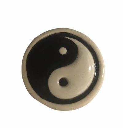Ceramic stone yin yang bead - yin,