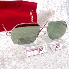 Occhiali da sole Cartier vintage Trinity montatura mezzo cerchio 60-17-140 A LOGO TARGHETTA MANCANTE