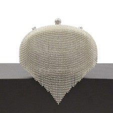 Pochette da cerimonia con strass clutch per abito donna elegante frange luminosa