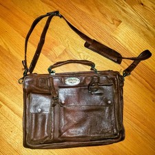 Borsa messenger vintage Overland Outfitters in pelle marrone 14"x10"x3"