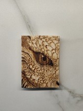 Quadro Pirografia Drago Occhio Legno Recupero Magia Fiabe Favole Regalo Idea Fan