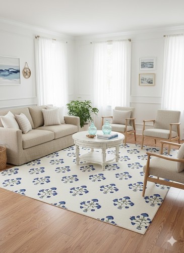 Tappeto blu floreale mughal - tappeto,