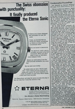 Pubblicità stampa vintage ETERNA SONIC!! " OROLOGIO ELETTRONICO "