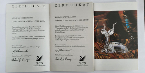 Certificato swarovski scs kudu - certificato,