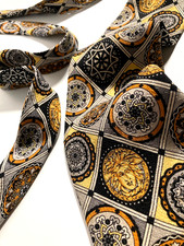 VERSACE VINTAGE ANNI '90 BAROCCO MEDUSA CRAVATTA GRIGLIE STEMMA EMBLEMA ITALI...