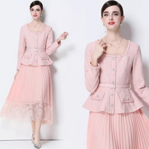 Abito rosa pizzo elegante - abito,