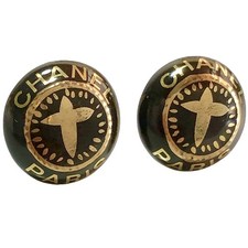 CHANEL Logos Black Round PARIS