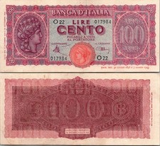 Italy 100 Lire 1944 Pick # 75a