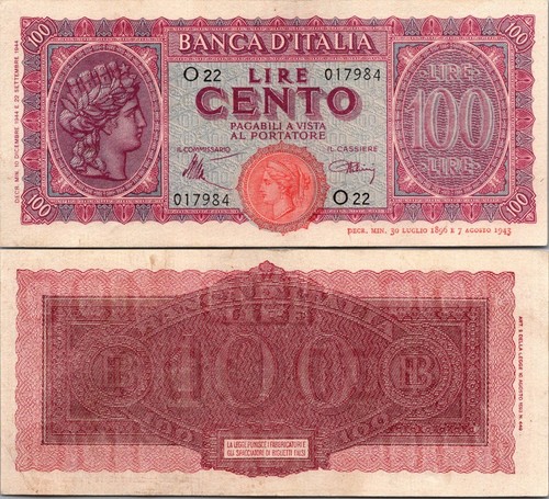 Italy 100 lire 1944 - lire,