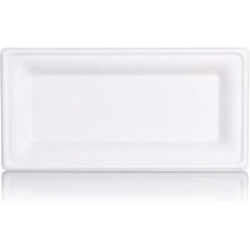 50 Piatti rettangolari in bagassa biodegradabili biocompostabili 26x13cm 1E23