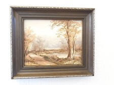 I CAFIERI - QUADRO OLIO SU TELA Alberi/Fiume FIRMATO 35cm X 30 Piccolo