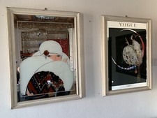 coppia grandi specchi VOGUE vintage   79x60cm originali in cornice bianca