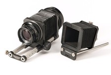 Soffietto Novoflex con obbiettivo novoflexar 100 f4 e soffietto paraluce