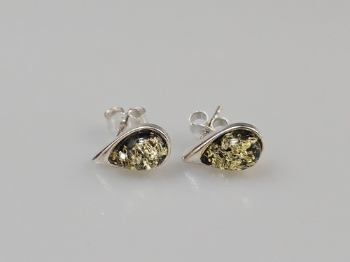 Orecchini ambra verde - , argento